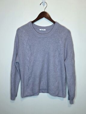 Splendid Collection Wool Blend Lavender Gray Cable Knit Sweater Size Medium